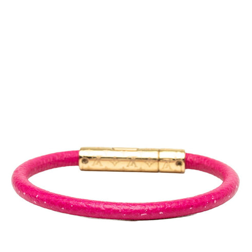 Bracelet Leather Pink and Gold
