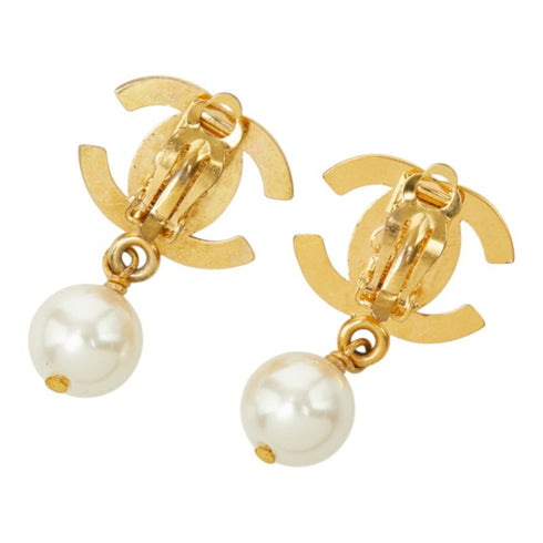 CC Logo Turnlock Clip-On Earrings Gold-Tone Metal Gold-Tone Metal
