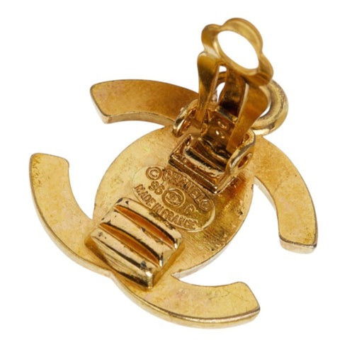 CC Logo Turnlock Clip-On Earrings Gold-Tone Metal Gold-Tone Metal