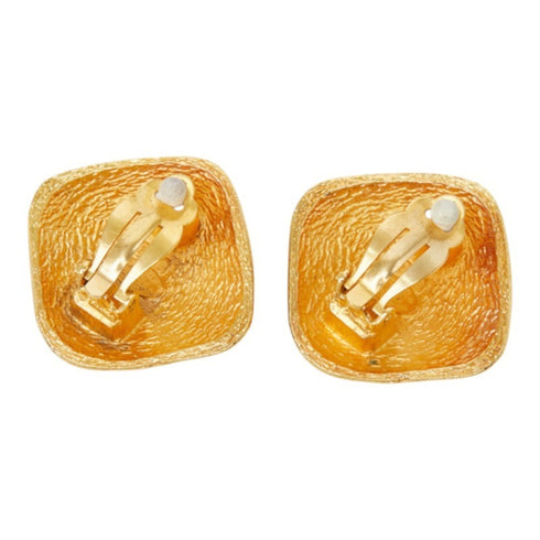 CC Logo Clip-On Earrings Metal Gold-Tone Metal
