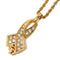 CD Ribbon Tie Pendant Necklace Gold with Rhinestone