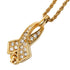 CD Ribbon Tie Pendant Necklace Gold with Rhinestone