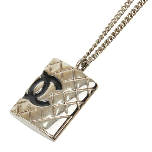 CC Logo Chain Pendant Necklace Silver-Tone Metal