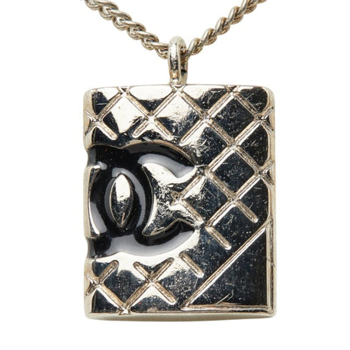 CC Logo Chain Pendant Necklace Silver-Tone Metal