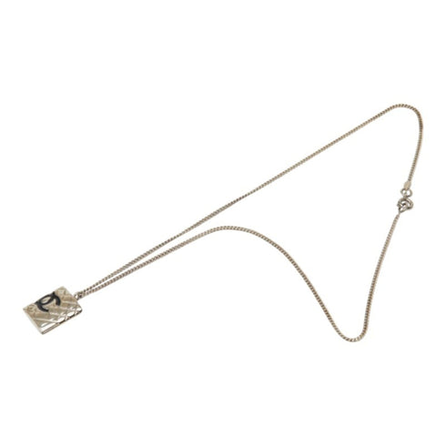 CC Logo Chain Pendant Necklace Silver-Tone Metal