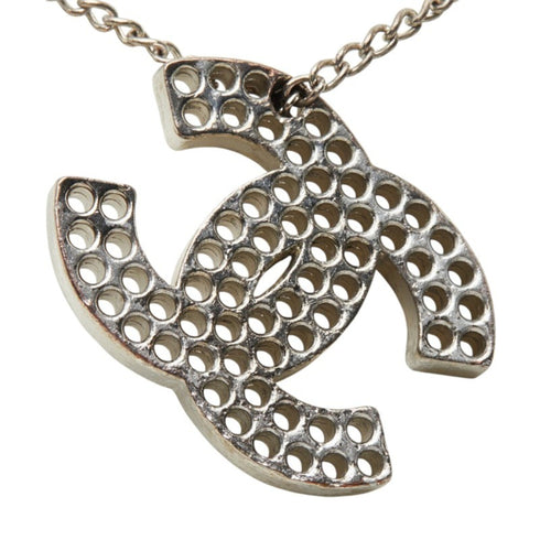CC Logo Chain Pendant Necklace Silver-Tone Metal