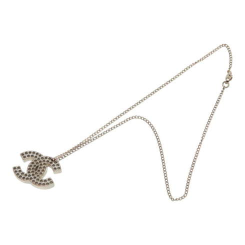 CC Logo Chain Pendant Necklace Silver-Tone Metal