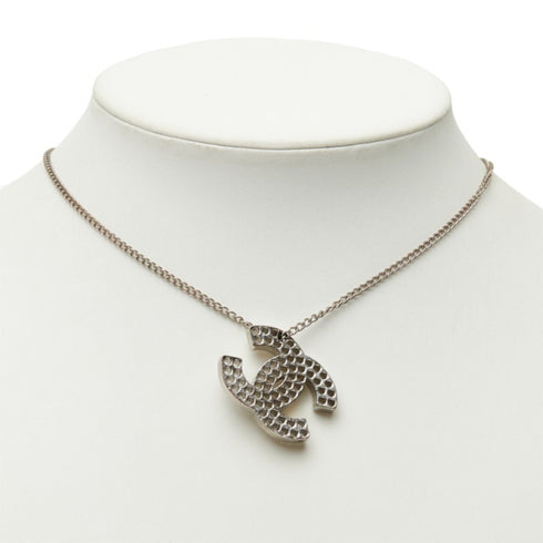 CC Logo Chain Pendant Necklace Silver-Tone Metal