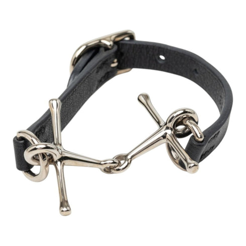 Bracelet Leather and Metal Black and Silver