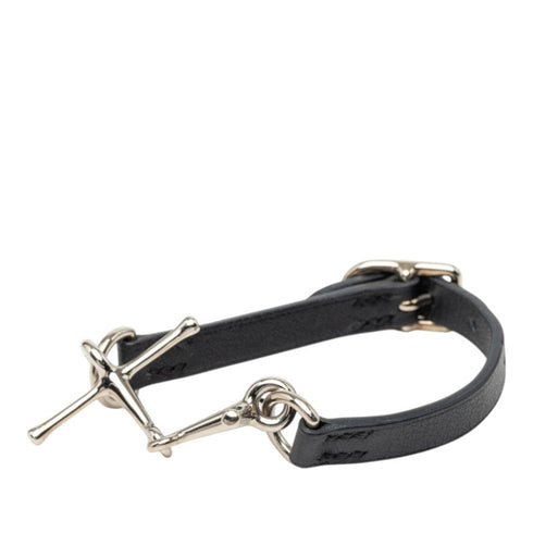 Bracelet Leather and Metal Black and Silver