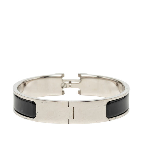 Bracelet Enamel and Metal Black and Silver
