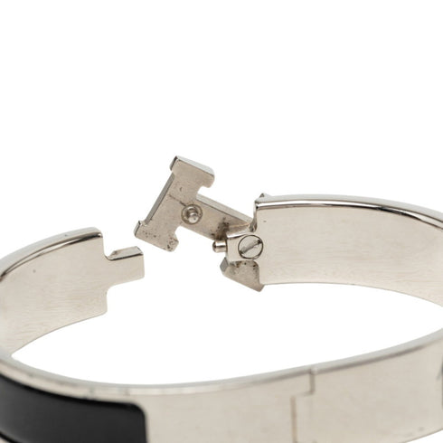 Bracelet Enamel and Metal Black and Silver