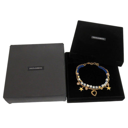 Pendant Necklace Metal Blue and Gold