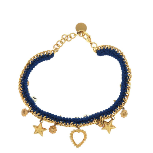 Pendant Necklace Metal Blue and Gold