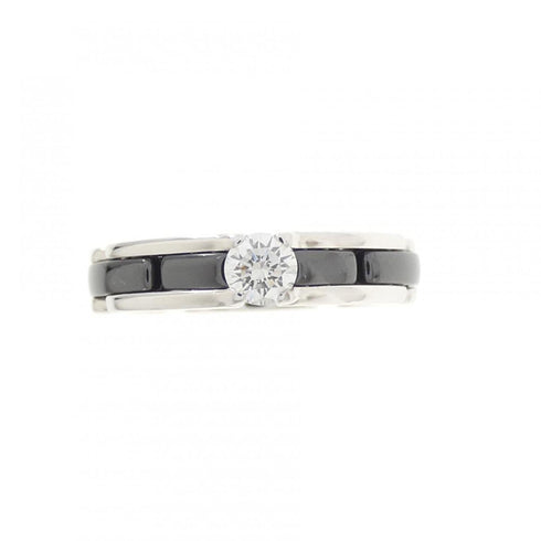 Band Ring Ceramic and 18K White Gold with Diamond