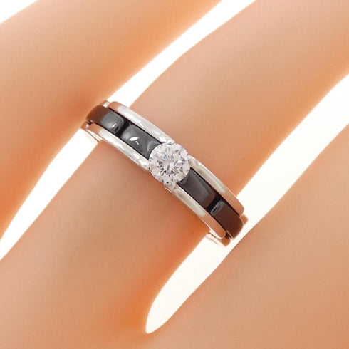 Band Ring Ceramic and 18K White Gold with Diamond