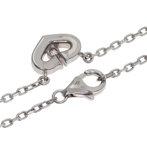C Heart Pendant Necklace 18K White Gold with Diamonds