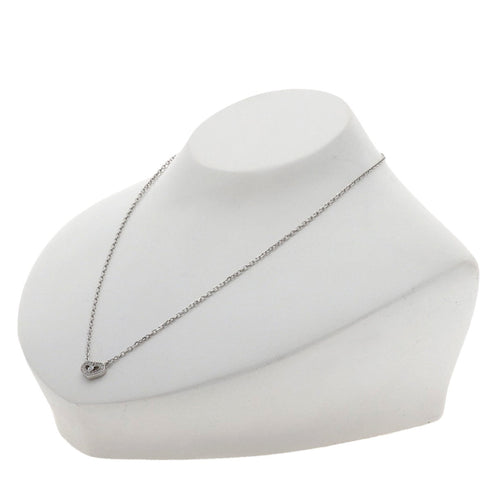 C Heart Pendant Necklace 18K White Gold with Diamonds