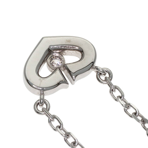 C Heart Pendant Necklace 18K White Gold with Diamonds
