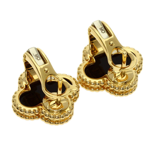 Vintage Alhambra Earrings 18K Yellow Gold and Onyx 18K Yellow Gold