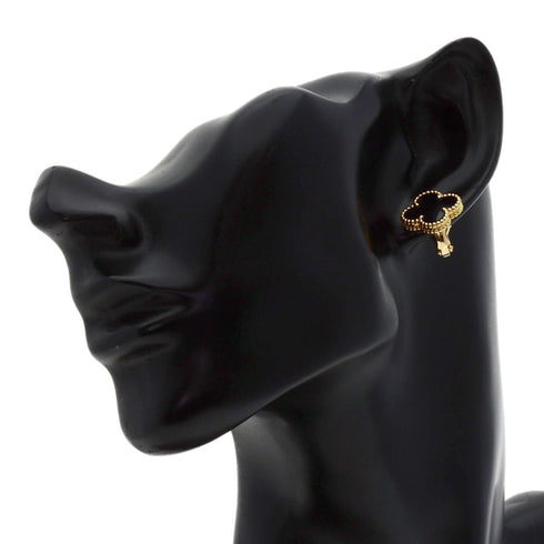 Vintage Alhambra Earrings 18K Yellow Gold and Onyx 18K Yellow Gold