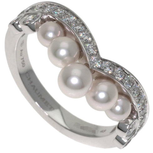 Josephine Aigrette Ring 18K White Gold with Diamond and Pearl