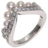 Josephine Aigrette Ring 18K White Gold with Diamond and Pearl