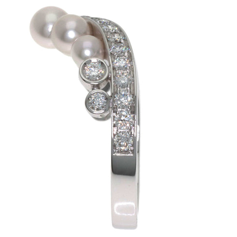 Josephine Aigrette Ring 18K White Gold with Diamond and Pearl