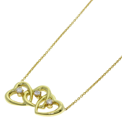 Triple Heart Pendant Necklace 18K Yellow Gold with Diamond