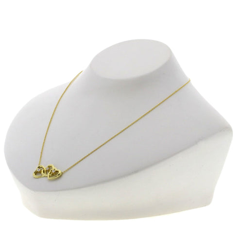 Triple Heart Pendant Necklace 18K Yellow Gold with Diamond