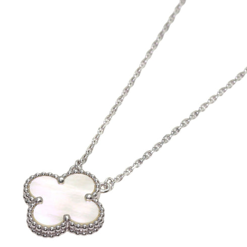 Vintage Alhambra Pendant Necklace 18K White Gold