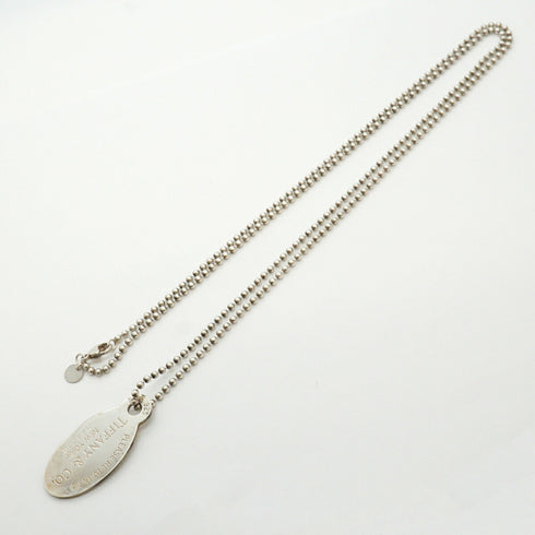 Oval Ball Chain Pendant Necklace Sterling Silver