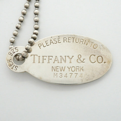 Oval Ball Chain Pendant Necklace Sterling Silver