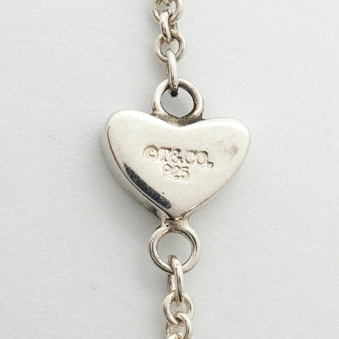 Heart Link Lariat Pendant Necklace Sterling Silver