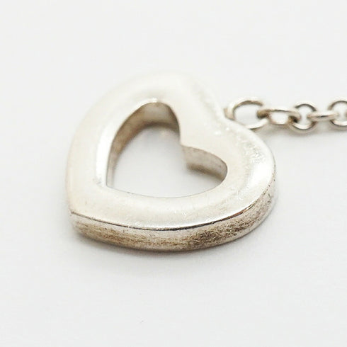 Heart Link Lariat Pendant Necklace Sterling Silver