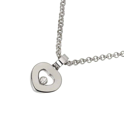 Heart Pendant Necklace 18K White Gold