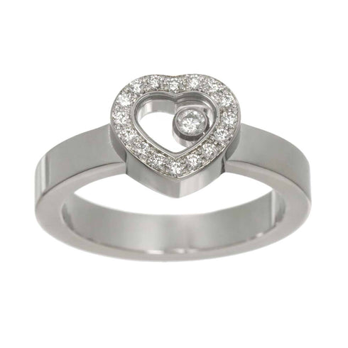 Happy Diamond Heart Ring 18K White Gold