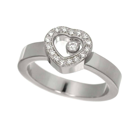 Happy Diamond Heart Ring 18K White Gold