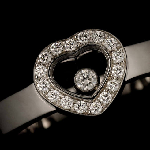 Happy Diamond Heart Ring 18K White Gold