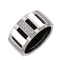 Band Ring Rubber and 18K White Gold with Diamond