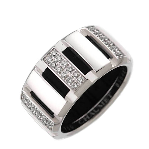 Band Ring Rubber and 18K White Gold with Diamond