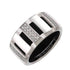 Band Ring Rubber and 18K White Gold with Diamond