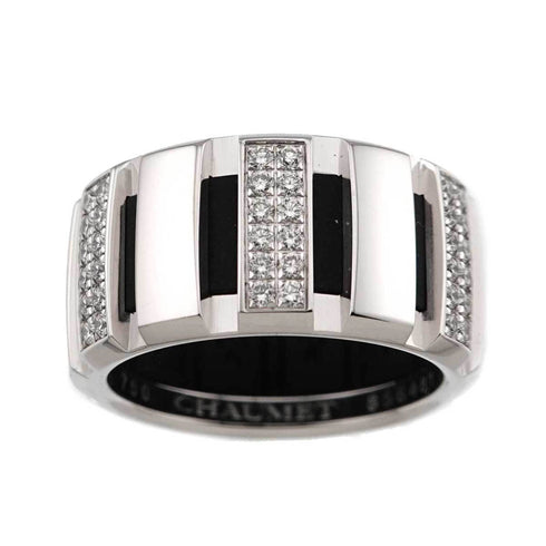 Band Ring Rubber and 18K White Gold with Diamond