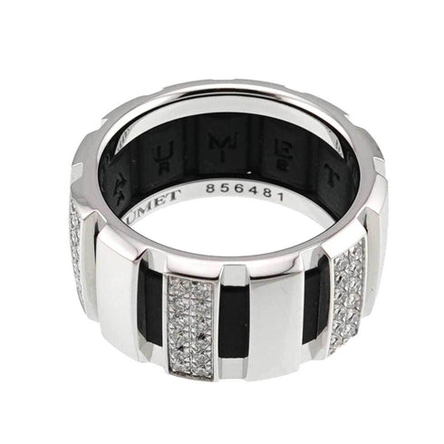 Band Ring Rubber and 18K White Gold with Diamond