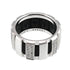 Band Ring Rubber and 18K White Gold with Diamond