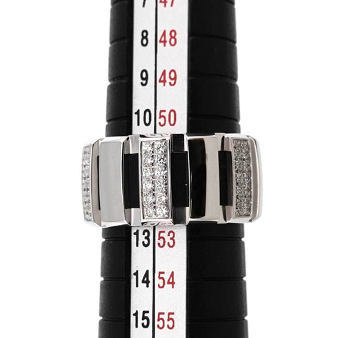 Band Ring Rubber and 18K White Gold with Diamond