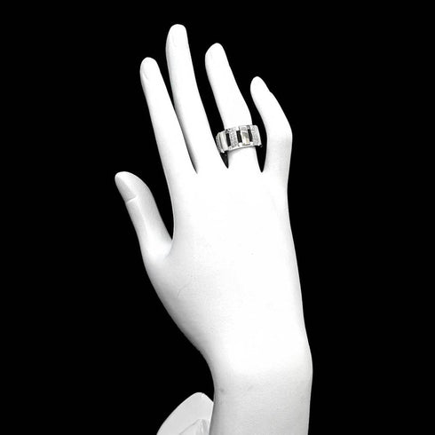 Band Ring Rubber and 18K White Gold with Diamond