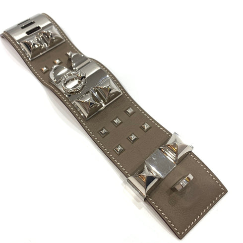 Medor Bracelet Swift Leather Cyan and Etoupe