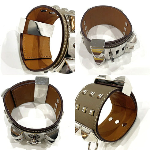Medor Bracelet Swift Leather Cyan and Etoupe