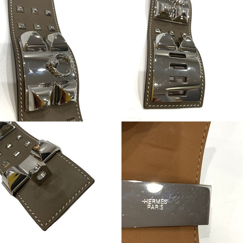 Medor Bracelet Swift Leather Cyan and Etoupe